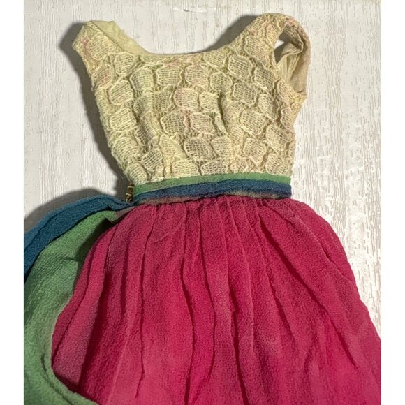1960's Barbie Gown Fraternity Dance #1638 Lace Bodice Chiffon Skirt Brooch - Picture 4 of 14